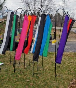 An example of the greeley park flags - showing the vertical flag and color.